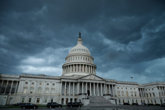Thunderstorm clouds roll over the US Capitol. Chip Somodevilla/Getty Images